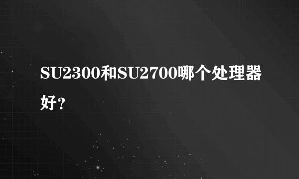 SU2300和SU2700哪个处理器好？