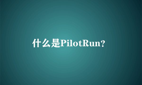 什么是PilotRun？