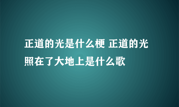 正道的光是什么梗 正道的光照在了大地上是什么歌