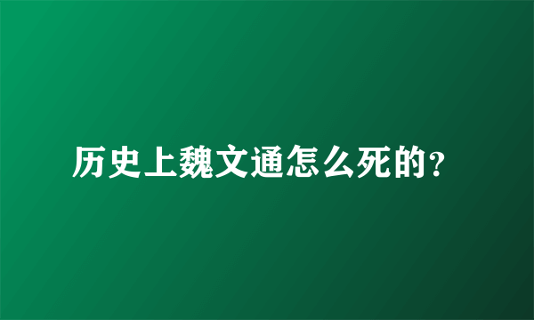 历史上魏文通怎么死的？