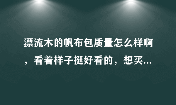 漂流木的帆布包质量怎么样啊，看着样子挺好看的，想买一个背，就是不知道质量如何？