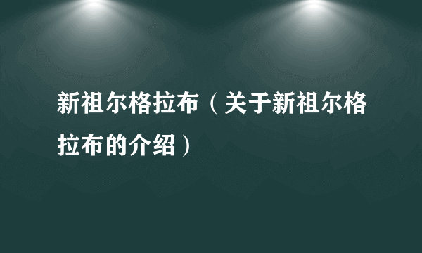 新祖尔格拉布（关于新祖尔格拉布的介绍）