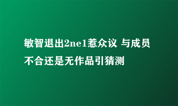 敏智退出2ne1惹众议 与成员不合还是无作品引猜测