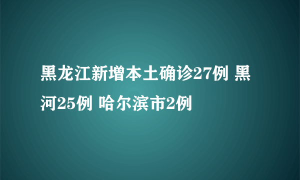 黑龙江新增本土确诊27例 黑河25例 哈尔滨市2例