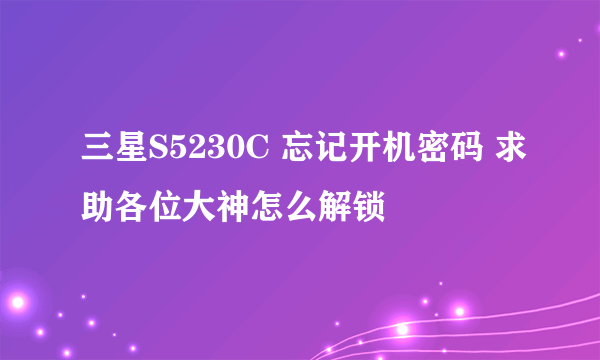 三星S5230C 忘记开机密码 求助各位大神怎么解锁