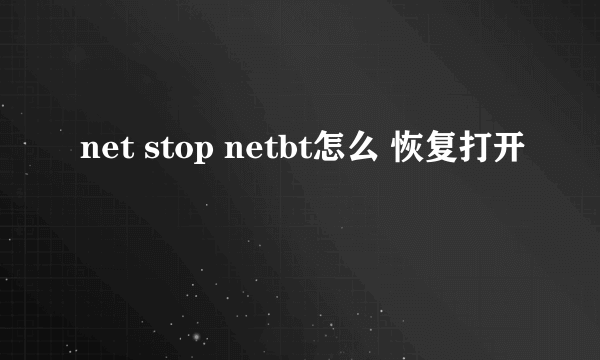 net stop netbt怎么 恢复打开