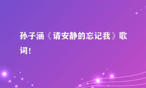 孙子涵《请安静的忘记我》歌词！