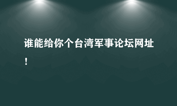 谁能给你个台湾军事论坛网址！