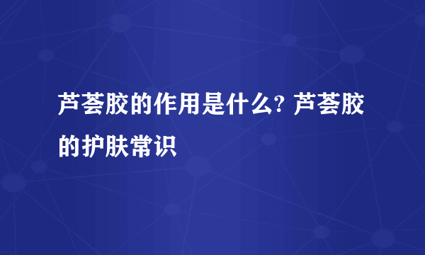 芦荟胶的作用是什么? 芦荟胶的护肤常识