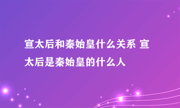 宣太后和秦始皇什么关系 宣太后是秦始皇的什么人