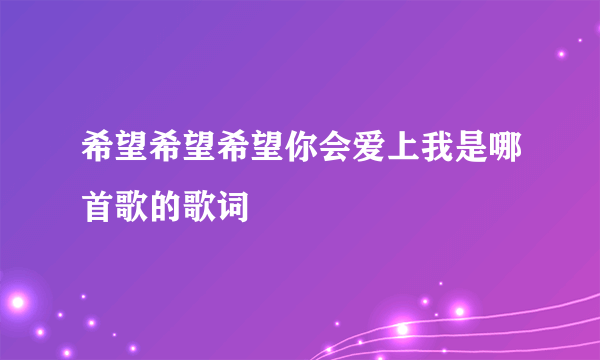 希望希望希望你会爱上我是哪首歌的歌词