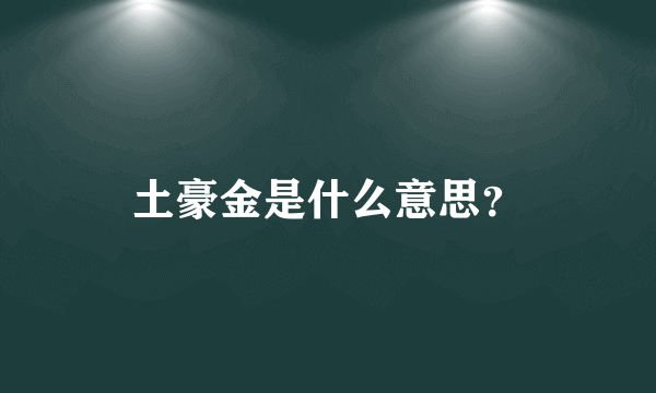 土豪金是什么意思？