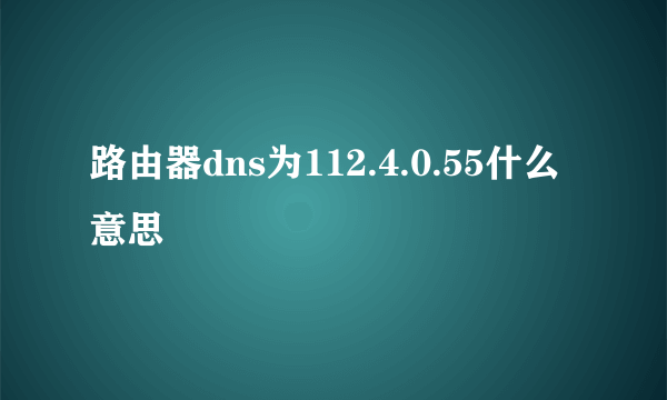 路由器dns为112.4.0.55什么意思