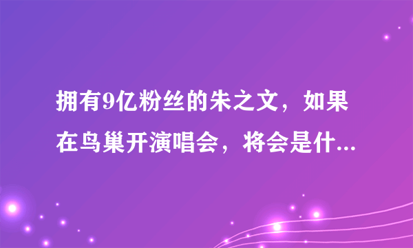 拥有9亿粉丝的朱之文，如果在鸟巢开演唱会，将会是什么场面？