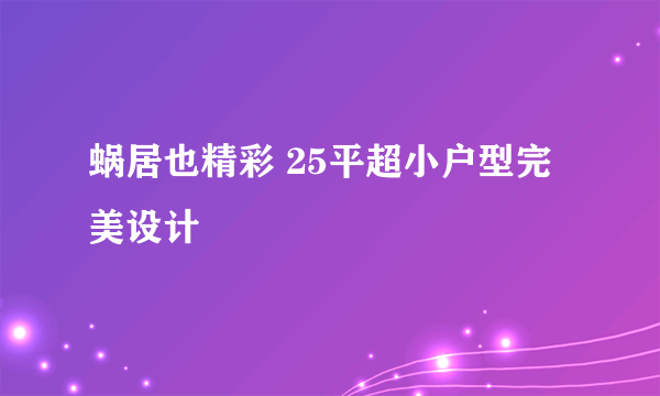 蜗居也精彩 25平超小户型完美设计