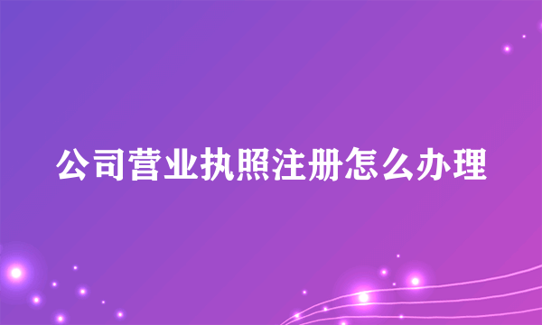 公司营业执照注册怎么办理