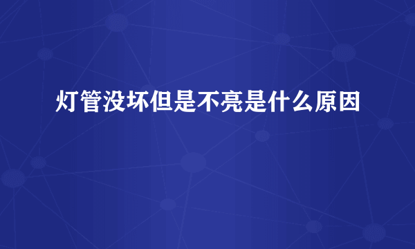 灯管没坏但是不亮是什么原因