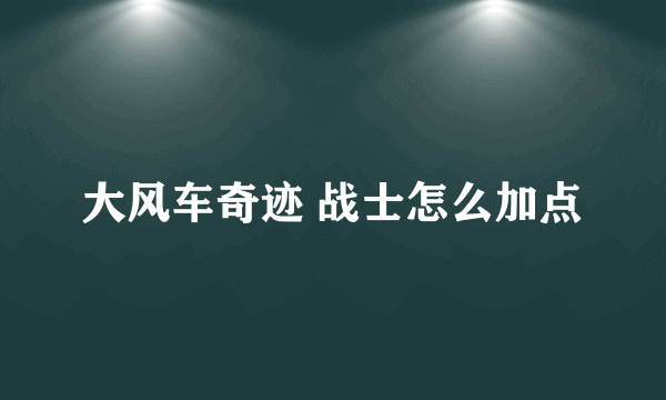 大风车奇迹 战士怎么加点