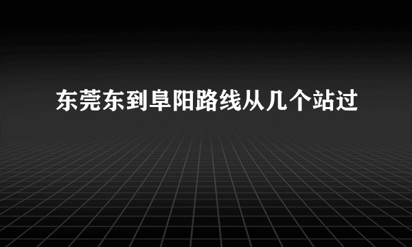 东莞东到阜阳路线从几个站过