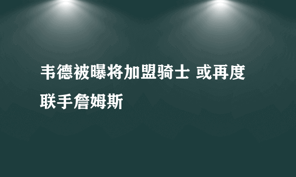 韦德被曝将加盟骑士 或再度联手詹姆斯