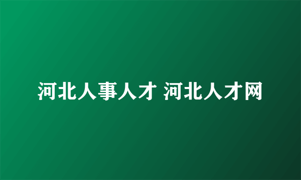 河北人事人才 河北人才网