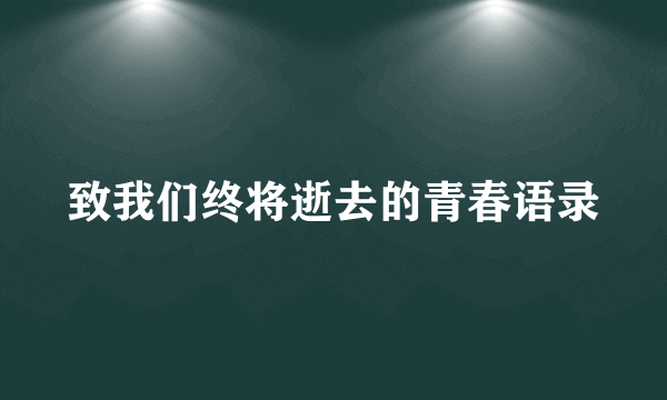 致我们终将逝去的青春语录