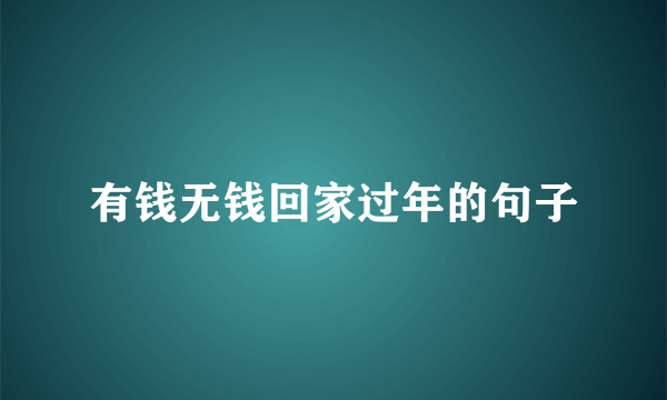 有钱无钱回家过年的句子