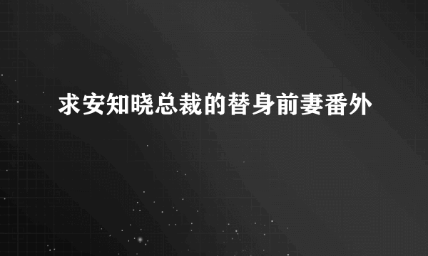 求安知晓总裁的替身前妻番外