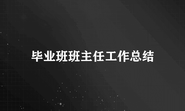 毕业班班主任工作总结