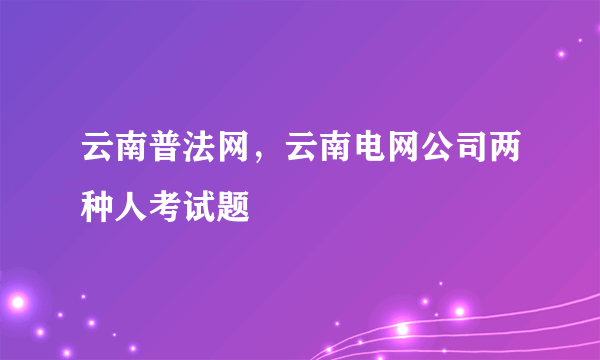 云南普法网，云南电网公司两种人考试题