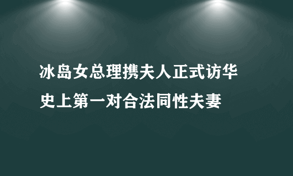 冰岛女总理携夫人正式访华 史上第一对合法同性夫妻