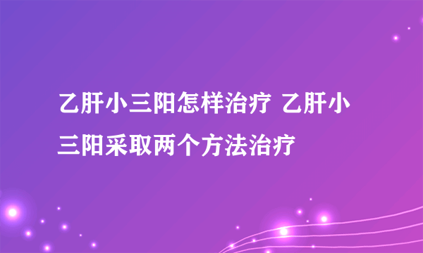 乙肝小三阳怎样治疗 乙肝小三阳采取两个方法治疗