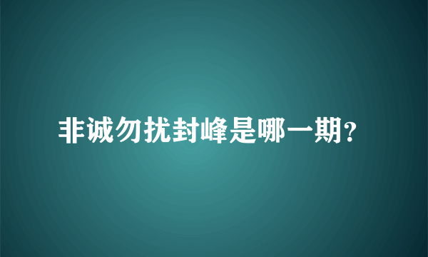 非诚勿扰封峰是哪一期？