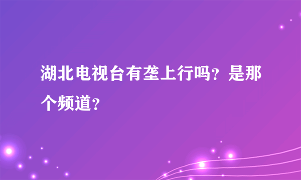 湖北电视台有垄上行吗？是那个频道？