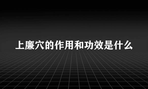 上廉穴的作用和功效是什么