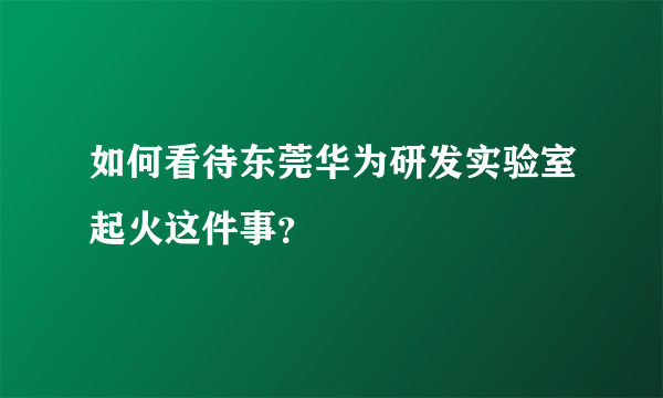 如何看待东莞华为研发实验室起火这件事？