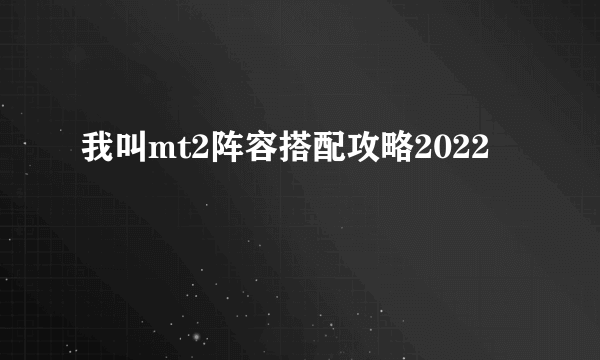 我叫mt2阵容搭配攻略2022