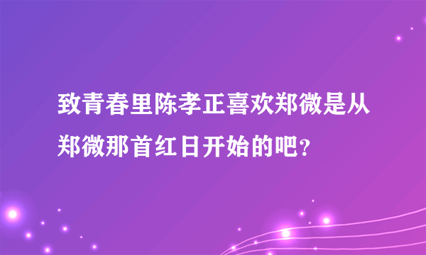 致青春里陈孝正喜欢郑微是从郑微那首红日开始的吧？