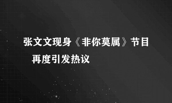 张文文现身《非你莫属》节目   再度引发热议