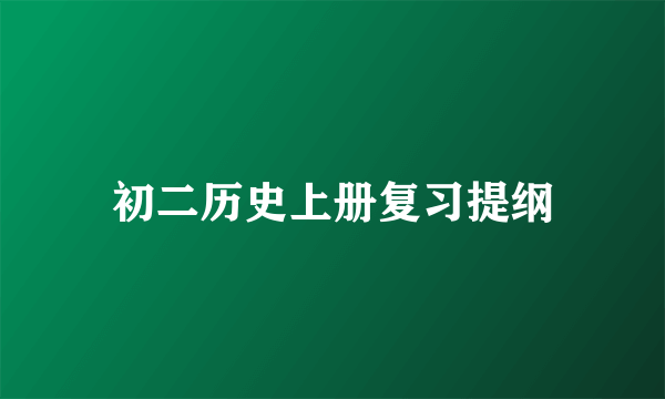 初二历史上册复习提纲