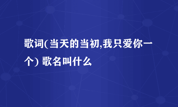 歌词(当天的当初,我只爱你一个) 歌名叫什么