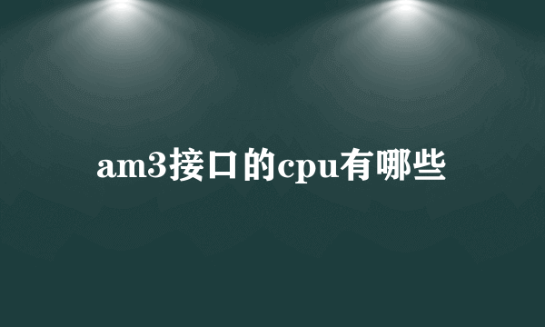 am3接口的cpu有哪些