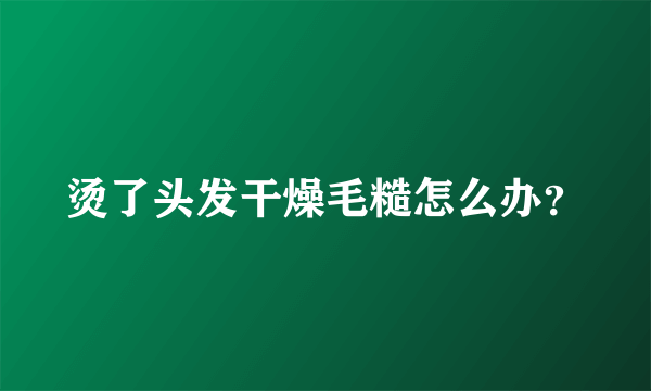 烫了头发干燥毛糙怎么办？