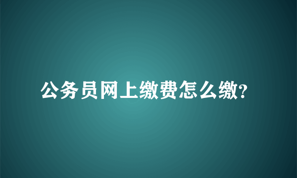 公务员网上缴费怎么缴？