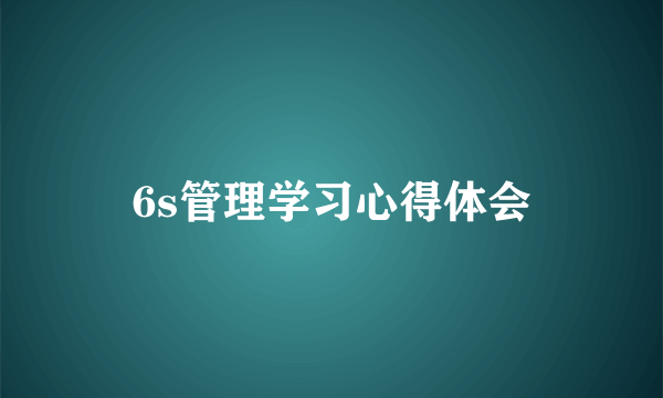 6s管理学习心得体会