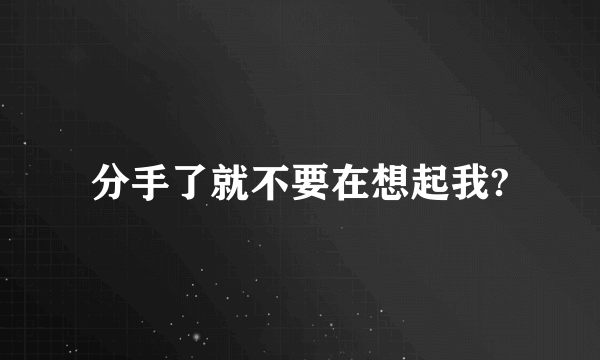 分手了就不要在想起我?