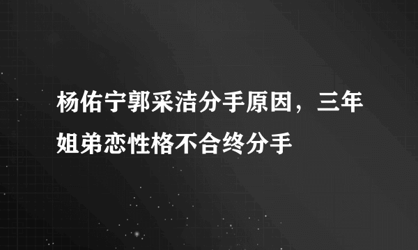 杨佑宁郭采洁分手原因，三年姐弟恋性格不合终分手 