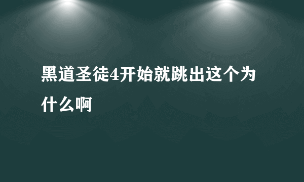 黑道圣徒4开始就跳出这个为什么啊