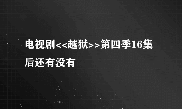 电视剧<<越狱>>第四季16集后还有没有