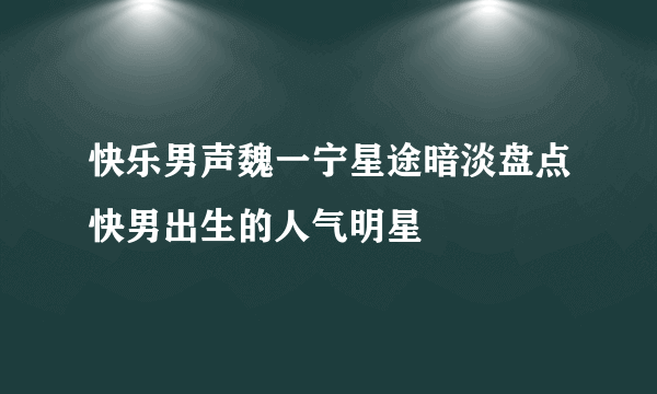 快乐男声魏一宁星途暗淡盘点快男出生的人气明星